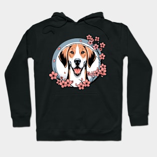 American Foxhound Enjoys Spring with Cherry Blossoms Hoodie